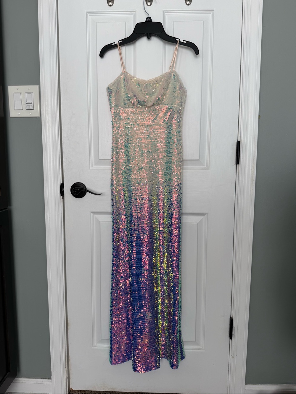 Sequin Ombre Slip Dress with Iridescent Finish